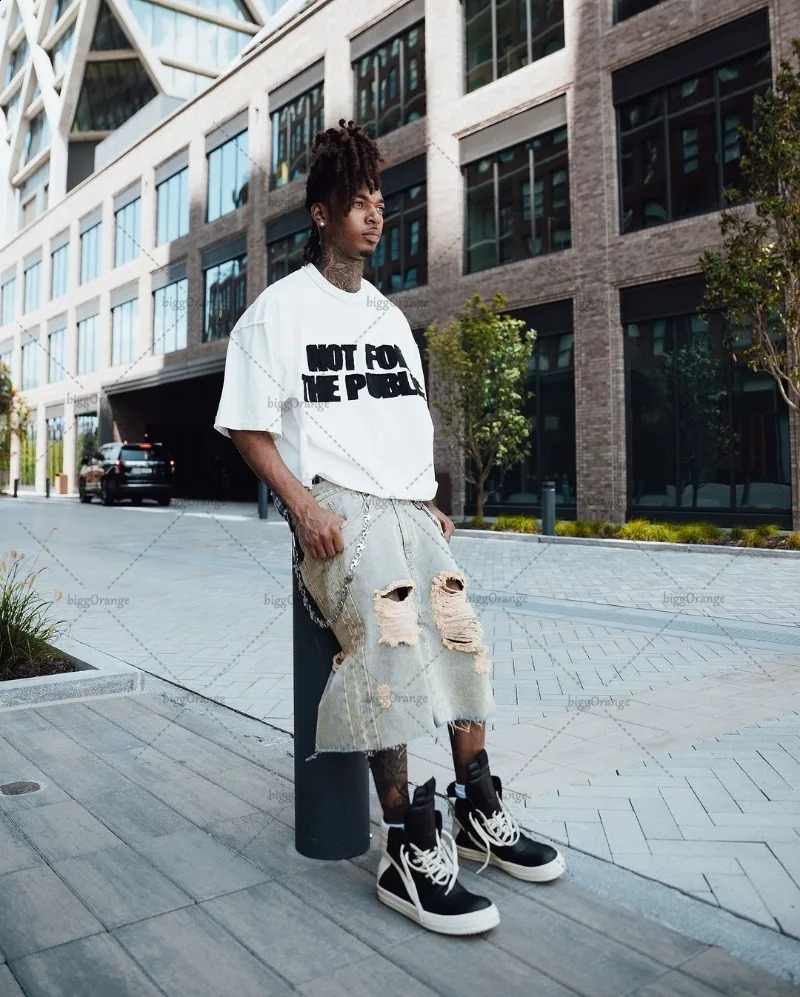 Trendy Streetwear Tops Hiphop Punk Letter Printed Oversized Tshirt Men Harajuku Retro Casual Loose Cotton Shortsleeved 241017