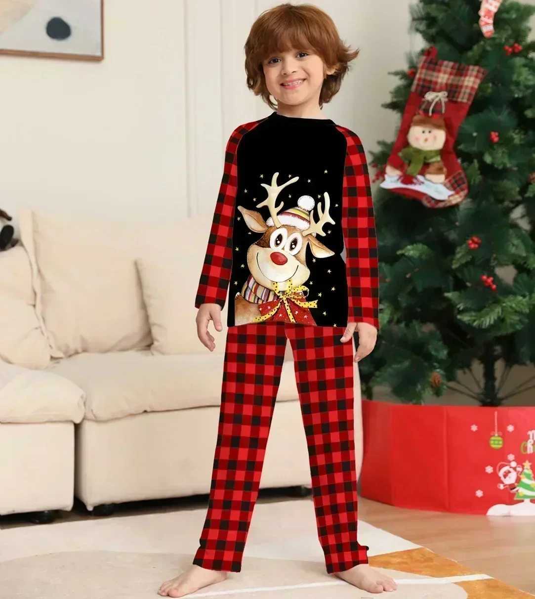 2024 New Years Clothing Christmas Pajama Set Elk Print Mother Father Child Matching Clothing Cute Soft 2-piece Pajama Christmas Appearance W241015