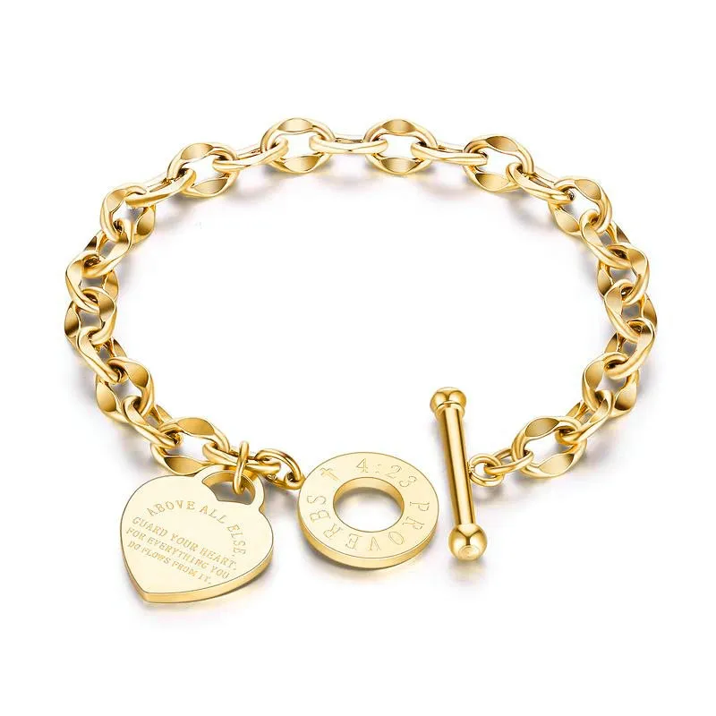 luxury love bracelet stainless steel women chain rose silver heartshaped charm bracelets designer gold jewelry gift