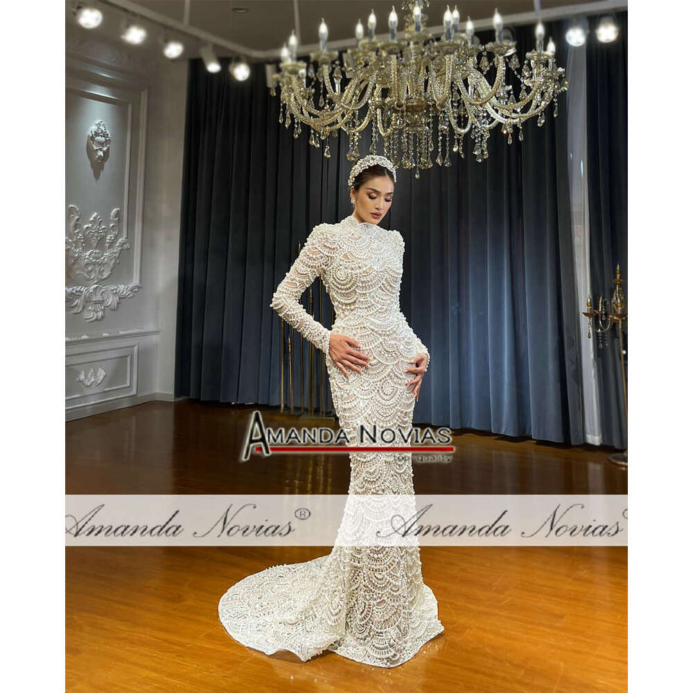 Amanda Novias Handmade Pearls Mermaid Wedding Dress