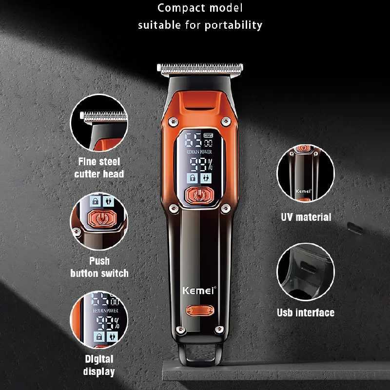 Kemei Barber Professional Electric Beard Barber Rechargeable Lithium Mens Hair Clipper W241017