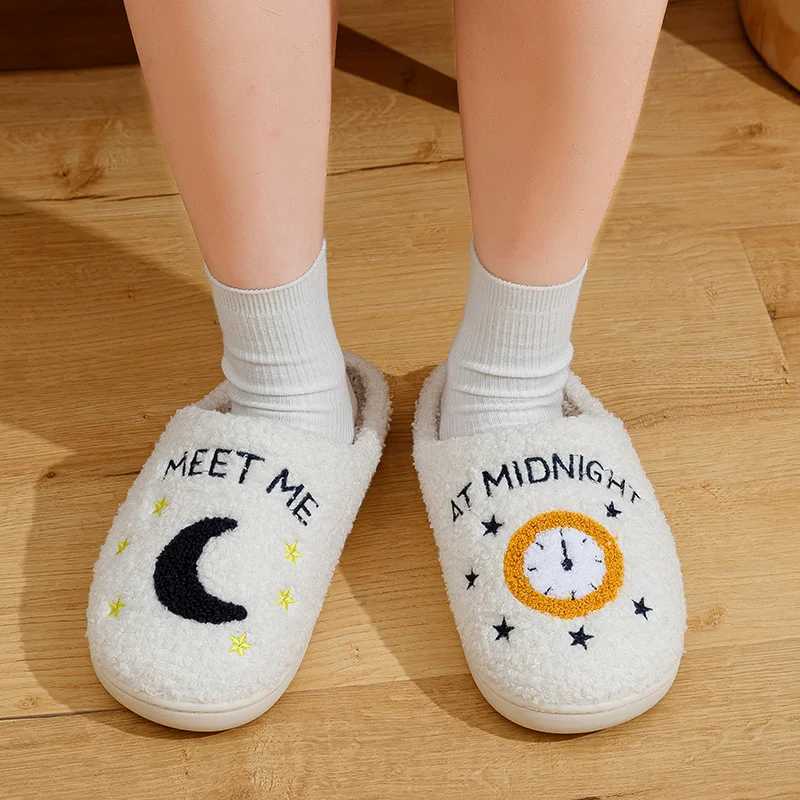 Warm slider cushion slider see me at midnight soft warm and comfortable flat and comfortable blurry womens slider interesting shoesCL241017