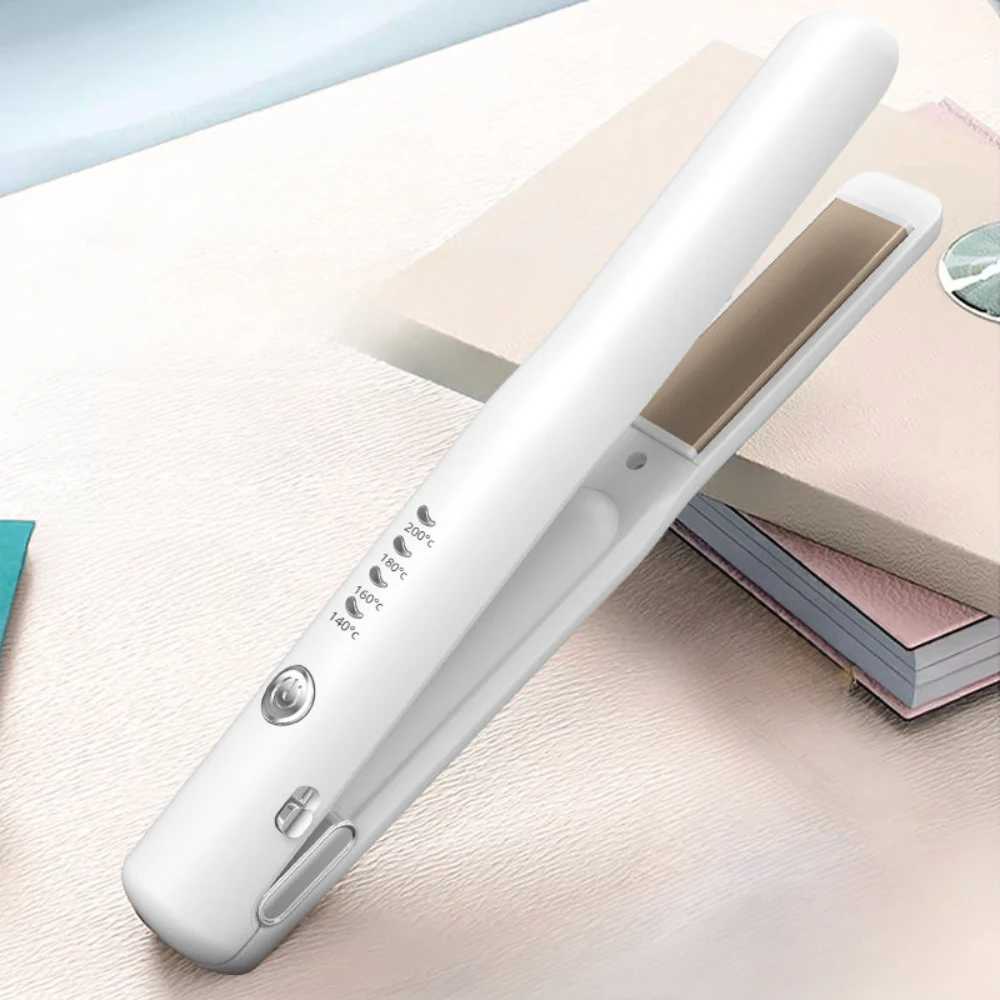USB Cable Mini Portable Hair Straightener for Straight and Curling Dual-Use Curling Irons for Students PinkXJ241016