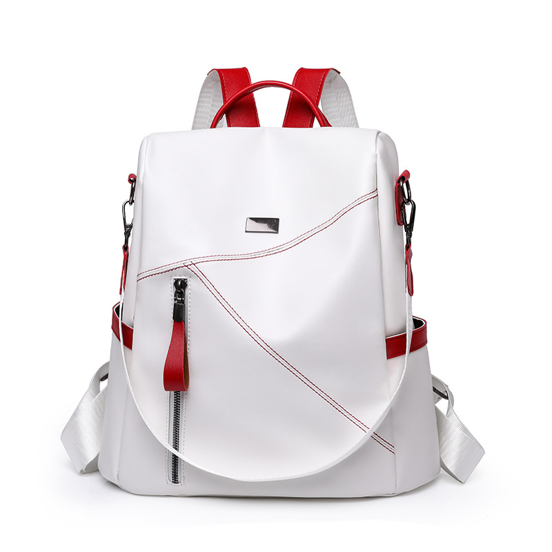 Women Soft Leather Texture Fashionable Splicing Backpack With Large Capacity Casual Shoulder For Travel