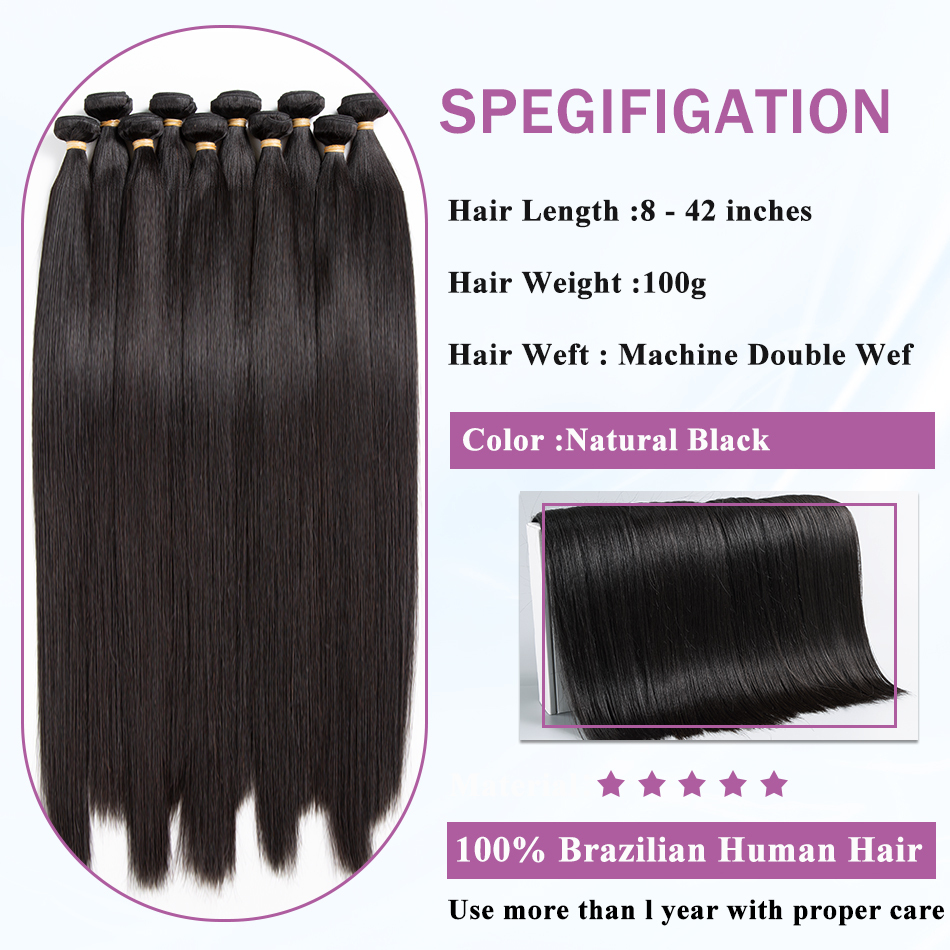 30 32 Inch Remy Unprocessed Raw Virgin 100% Human Hair Straight Extensions 3 4 5 Bundles Deal