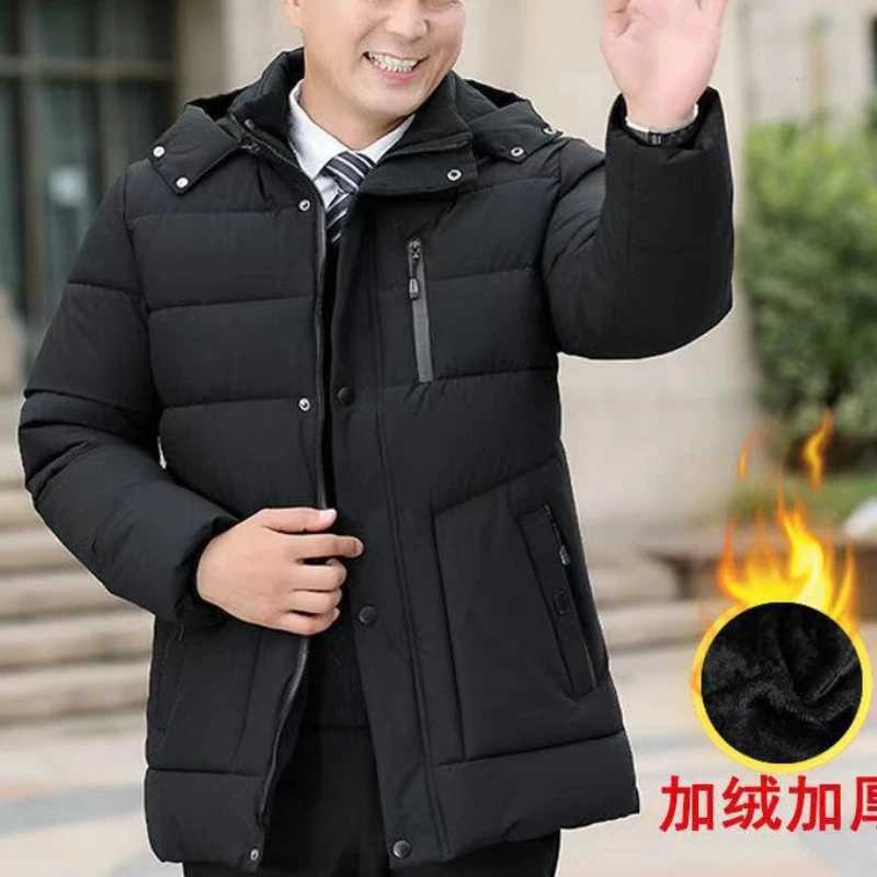 Winter mens jacket wool thick warm Parkas waterproof hooded jacket windproof jacket zipper pocket Parka fluffy jacket X241017
