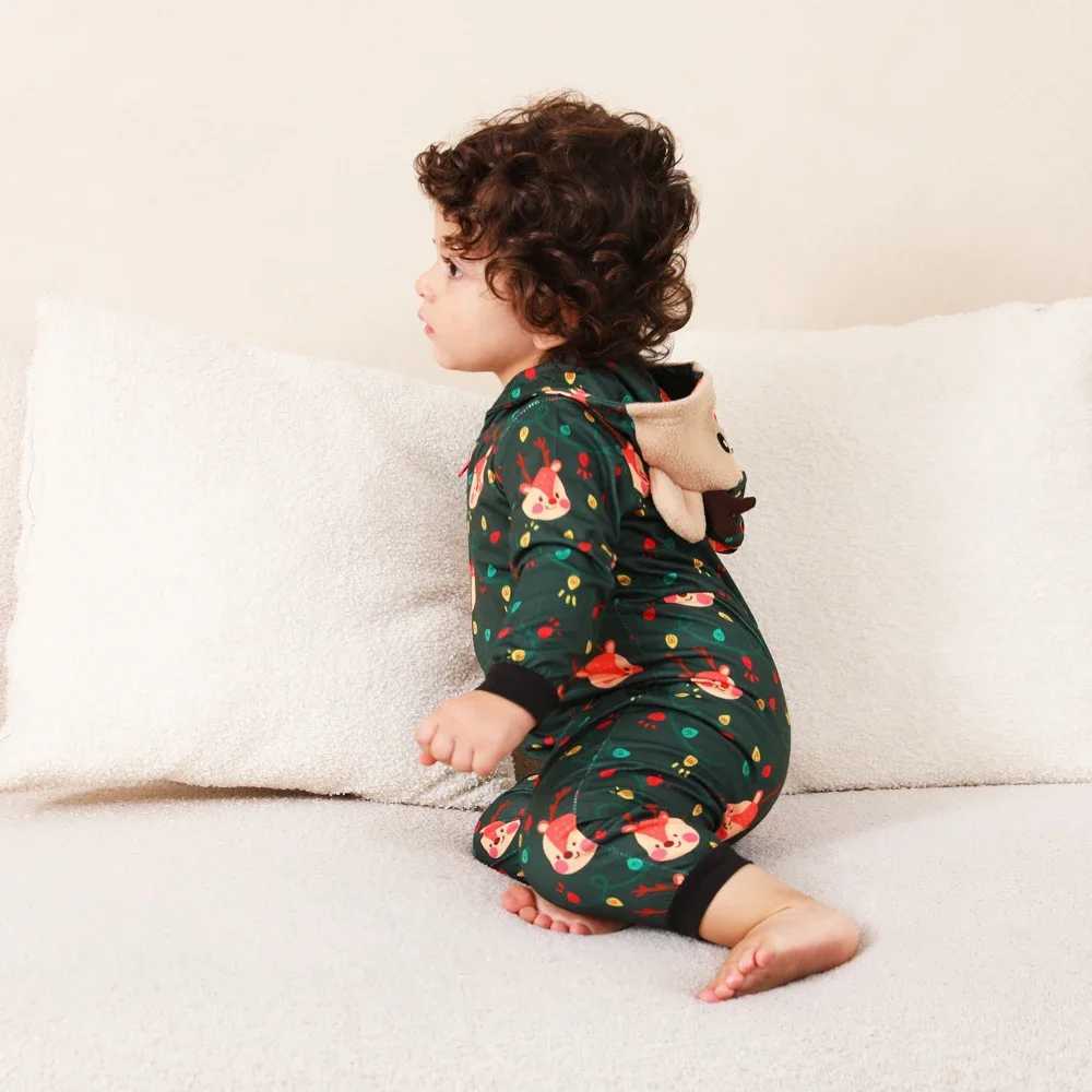 Family adult child matching set snowman allows printing cute hooded one-piece jumpsuit warm and soft jumpsuit W241015