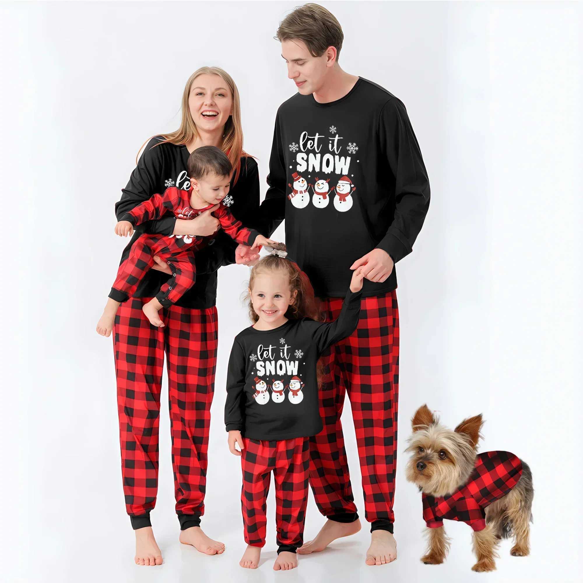 2024 New Snowman Printed Christmas Pajama Set Mother Father Children Matching Clothing Soft 2-piece Set Pajama Baby jumpsuit Family Appearance W241015