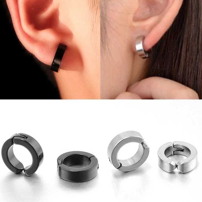 1/6 pairs of unperforated earrings titanium steel clips fake earrings round ear clips suitable for women men punk party fashion sexy jewelry W241017