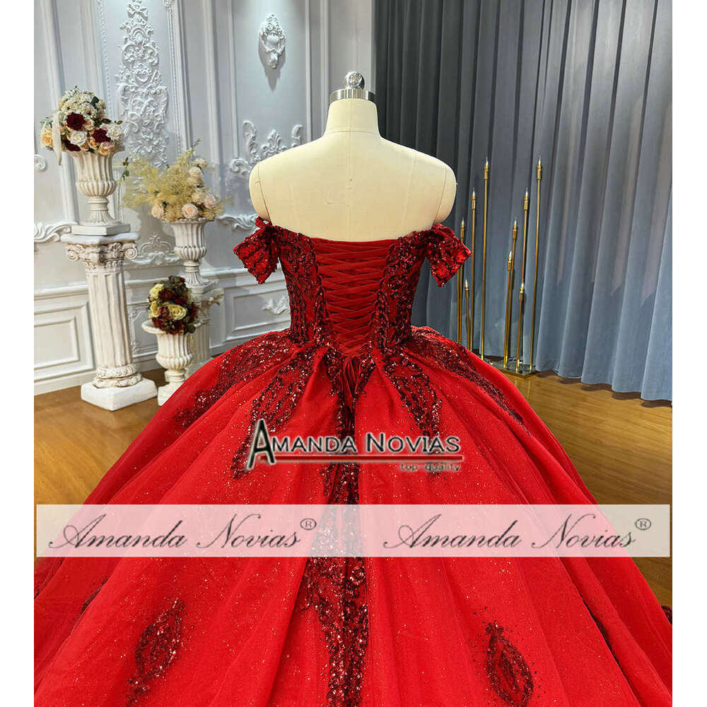Amanda Novias Off Shoulder Red Wedding Dress