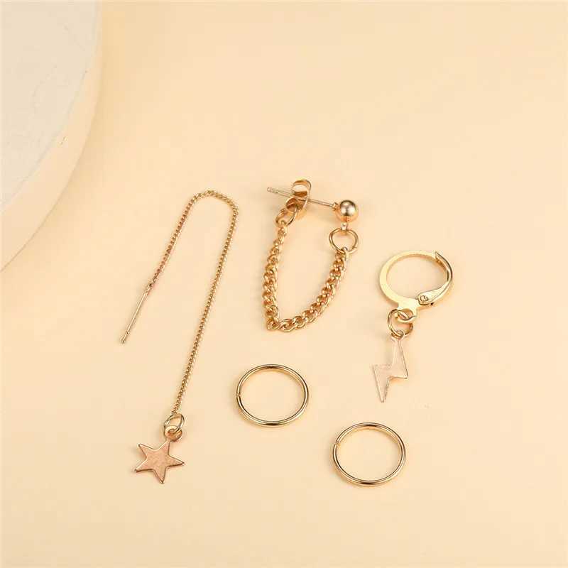 Exquisite tassel star lightning clip earring set suitable for women womens buttoned ear cuffs fake ears fashionable jewelry gifts W241017