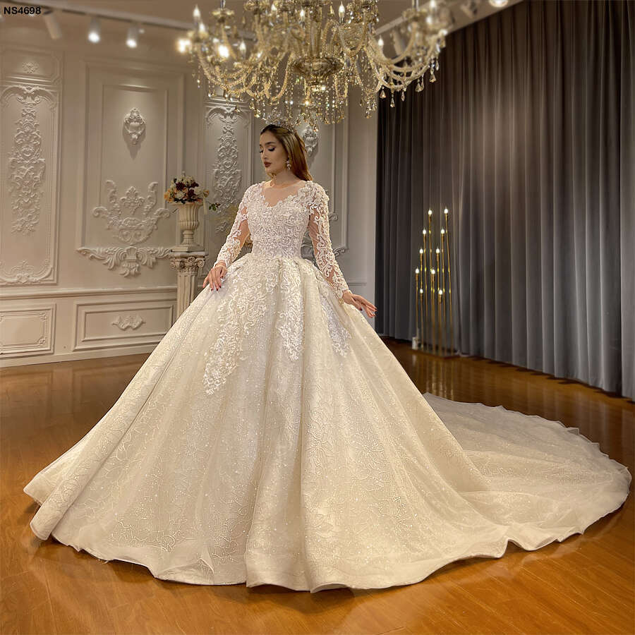 Sleeves Bridal Dresses With 150cm Long Train