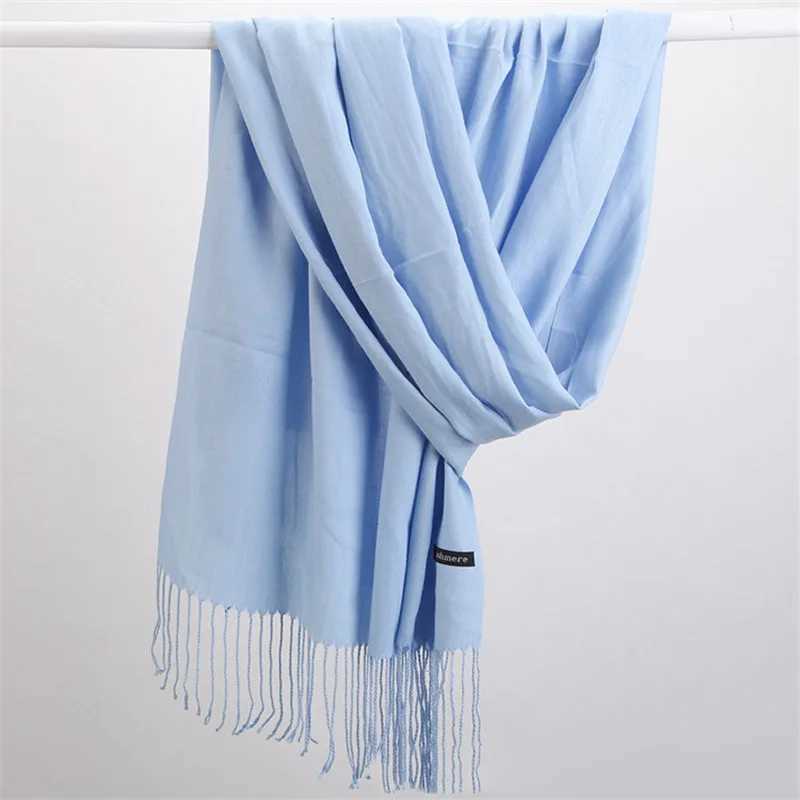 Wen Solid Scarf Cashmere Feeling Pashmina Shawl Tassel Headscarf Bag Womens Thin Spring/Summer Scarf Foard Bufanda 2024 X241017