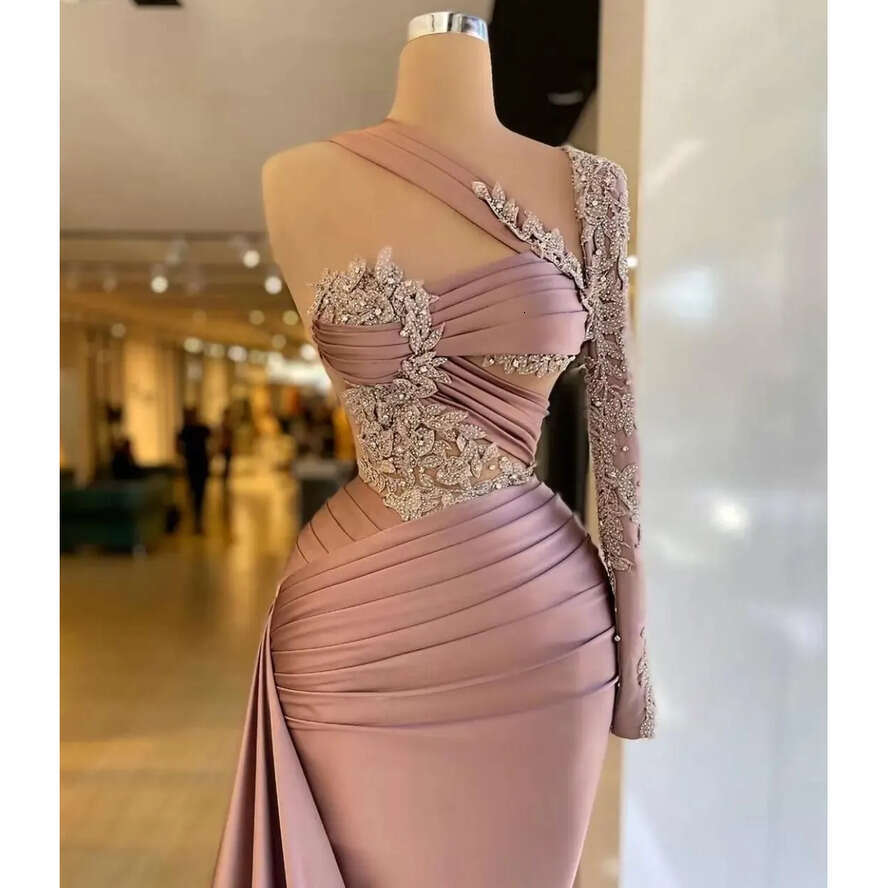 Elegant Prom Gorgeous 2022 Dresses Single Sleeve Appliques Mermaid Long Train Women Evening Pageant Gowns Plus Size Custom Made Bc14119