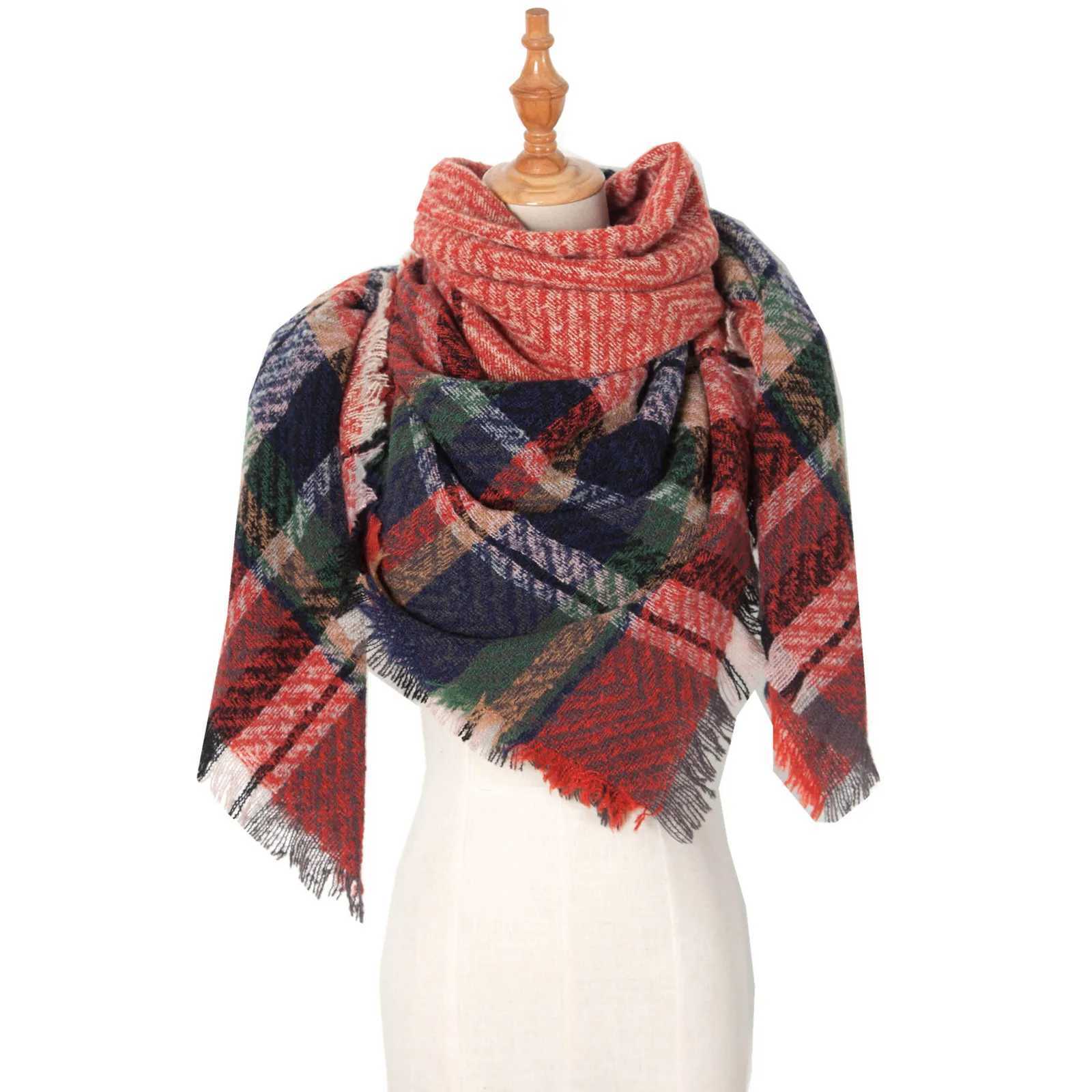 Warm Fashion Plain Scarf Winter Cashmere Tassel Scarf 2024 Fem New Fashion Soft Shawl Bag Neck Warm Triangle Scarf X241017