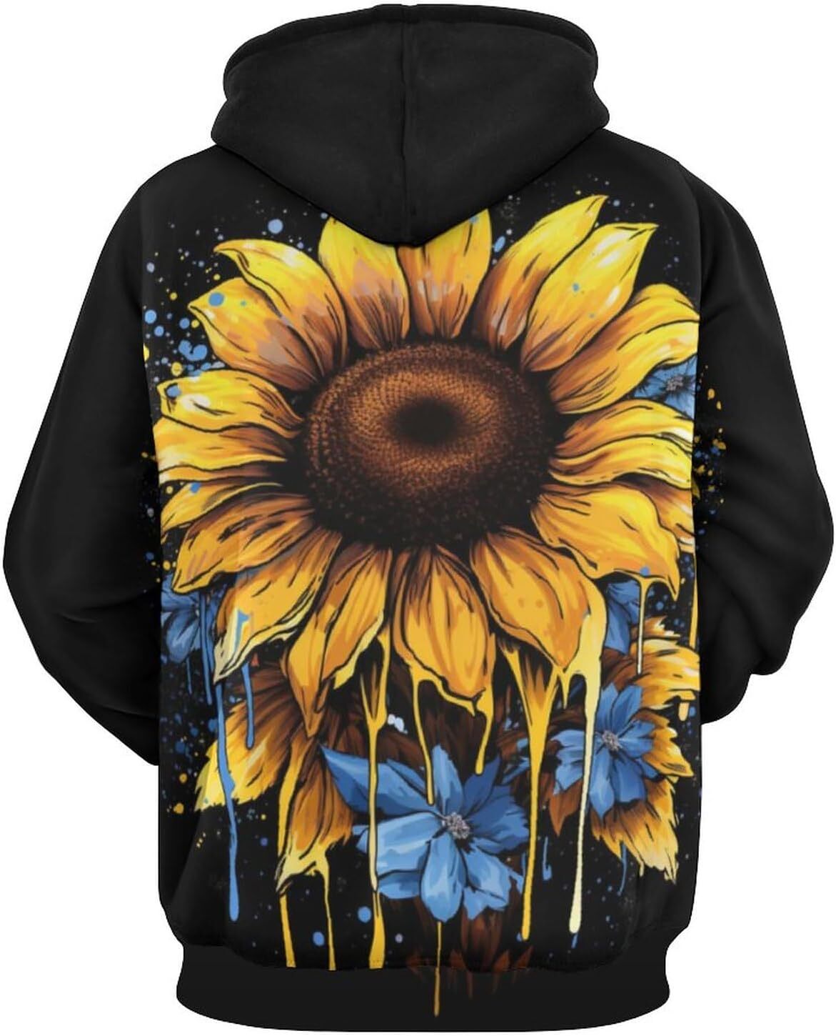 Hoodie for Mens Womens Unisex Novelty Sunflower Hoodie 3D Printed Art Pattern Pullover Hoodies Drawstring Long Sleeved Sweatshirt Men Graphic Hoodies 