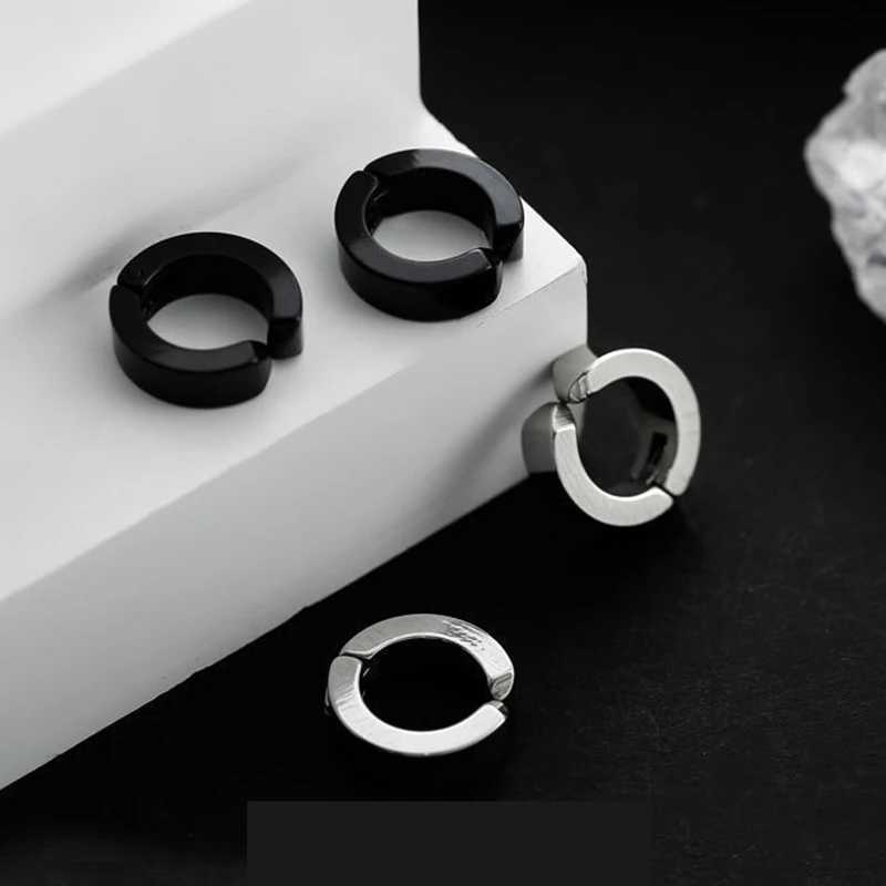 1/6 pairs of unperforated earrings titanium steel clips fake earrings round ear clips suitable for women men punk party fashion sexy jewelry W241017