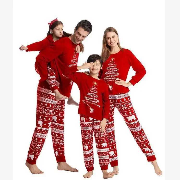 2023 Fashion Couple Christmas Pajama Set Mother and Childrens Clothing New Year Christmas Pajama Family Matching Set Baby Dog Pants W241015