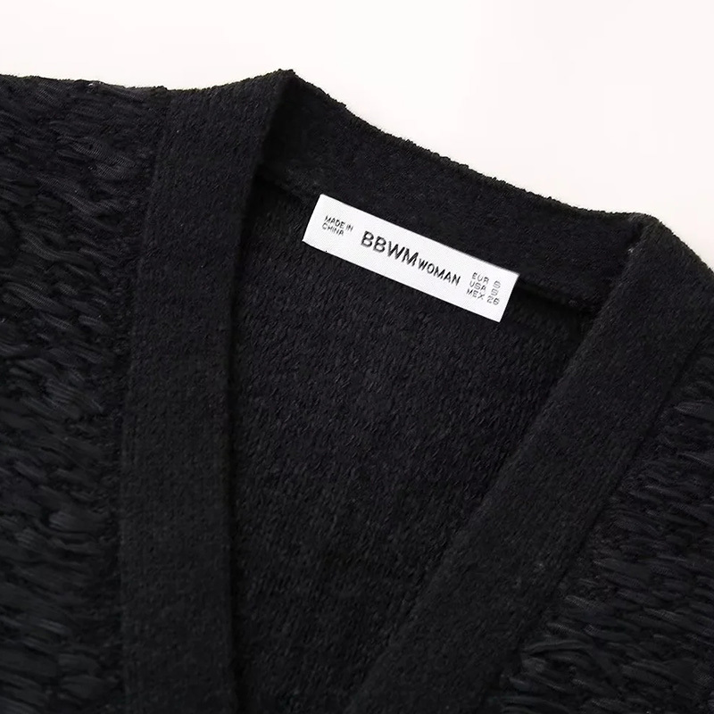 Knitted Cardigan Women's Knitwear Black Short Sleeve Cropped Tops Solid Sext Elegant 2024 Summer Inszartrafz Woman Jumper