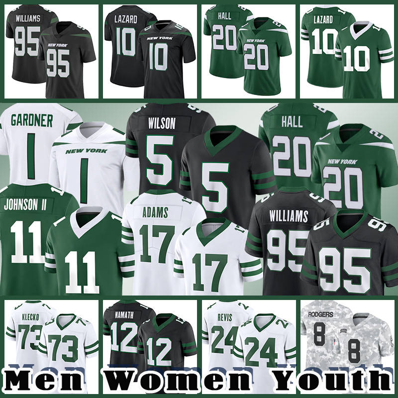 Davante Adams Aaron Rodgers Football Jersey Joe Klecko Breece Hall Joe Namath Garrett Wilsons Sauce Gardners Quinnen Williams Will McDonald Travis Quincy Williams
