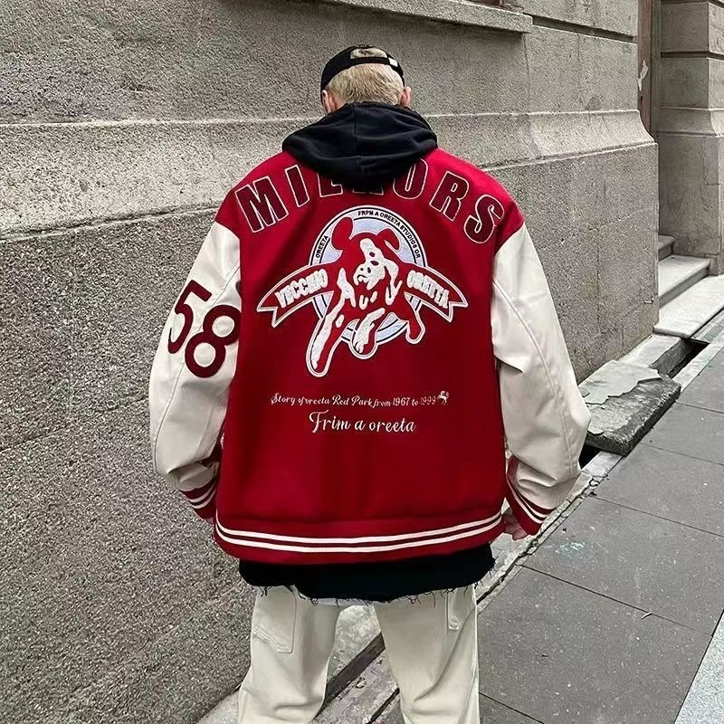 Autumn American New Retro Letter Cking Hip Hop Baseball Uniform Y2k Street Casual Joker Splicing Jacket Men And Women