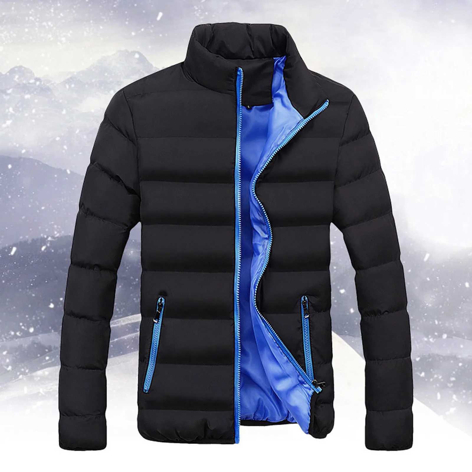 Thickened Autumn/winter Mens Sports Cotton Coat Stand Collar Cardigan Outdoor Padded Jacket Casual Jacket Warm CoatXJ241017