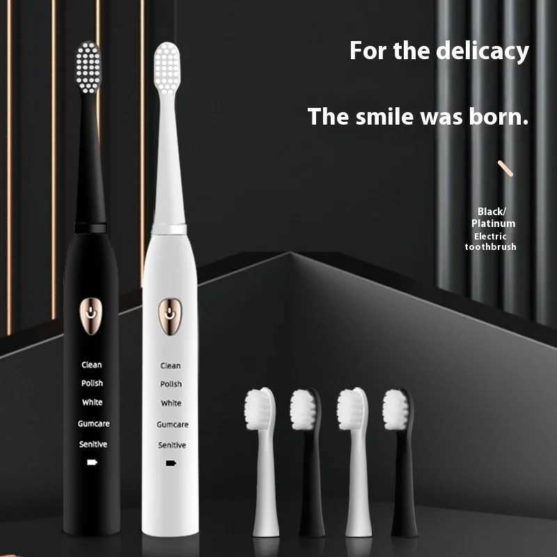 Adult Black and White Classic Acoustic Electric Toothbrush Adult 5-speed USB Charging IPX7 Waterproof Acoustic Electric Toothbrush M241017