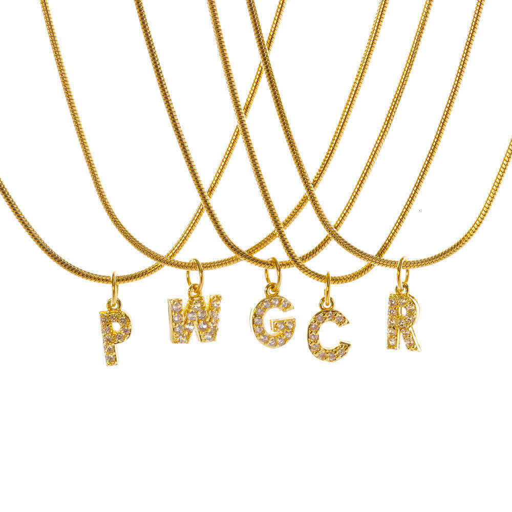 Gold Necklace 26 English Hip Hop Style Designer Stainless Steel Round Snake Bone Chain Letter Necklace