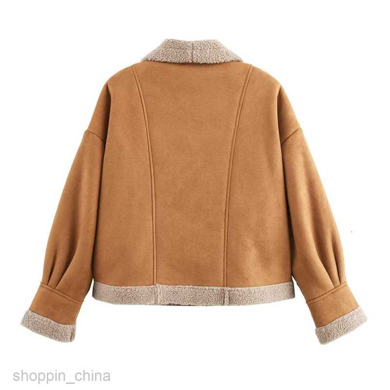 Women Jackets Coats autumn and winter women's woolen coat with loose collar and fur one-piece top for women
