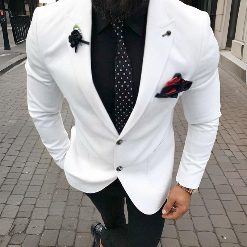 Slim Fit Men Suits American Style 2 Pieces Formal Jacket With Black Pants Wedding Groom Tuxedos For Prom Party Fashion Costume