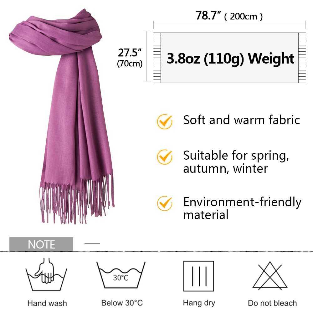 Wen Solid Scarf Cashmere Feeling Pashmina Shawl Tassel Headscarf Bag Womens Thin Spring/Summer Scarf Foard Bufanda 2024 X241017
