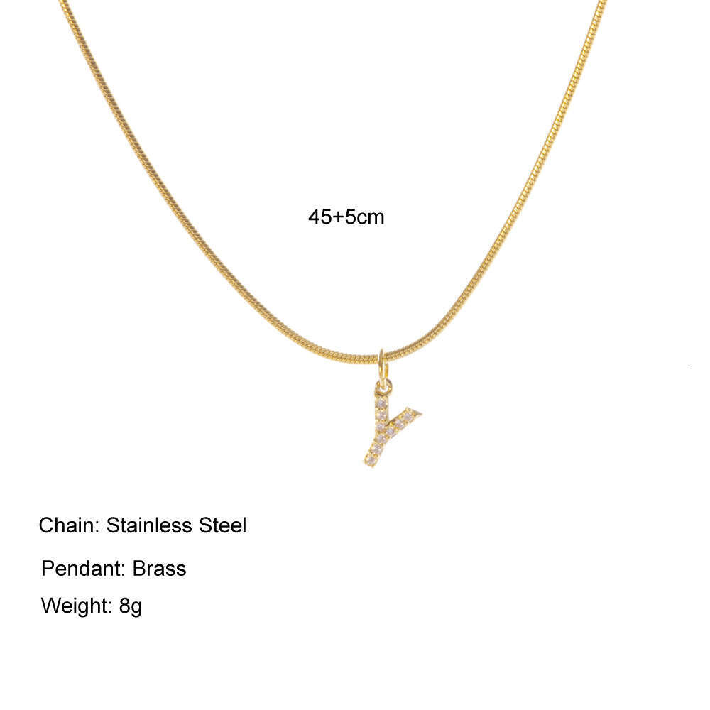 Gold Necklace 26 English Hip Hop Style Designer Stainless Steel Round Snake Bone Chain Letter Necklace