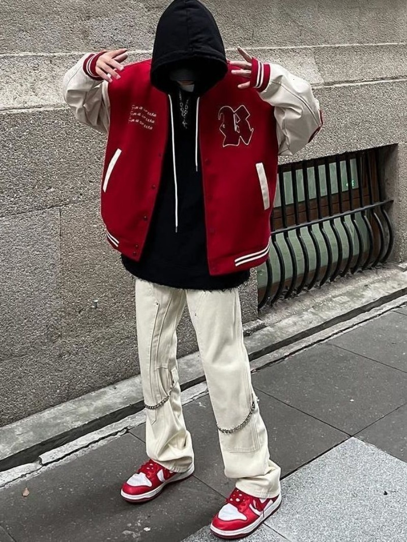 Autumn American New Retro Letter Cking Hip Hop Baseball Uniform Y2k Street Casual Joker Splicing Jacket Men And Women