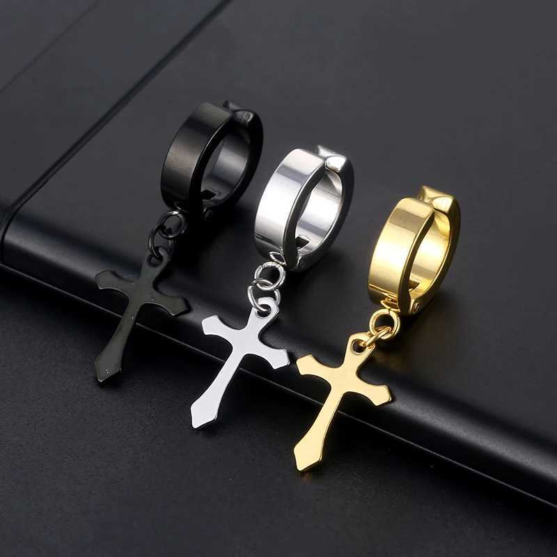 Crosses Dangle Ear Clip Mens and Womens False Earrings Stainless Steel Clip on Earrings W241017