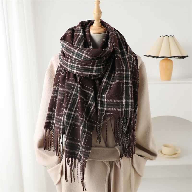 2024 fashion winter thick Pashmina warm shawl bag plain weave tassel blanket cashmere like scarf collar chief raincoat Thors X241017