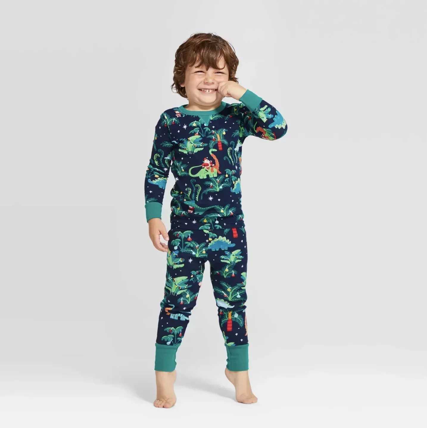 Dinosaur full set printed Christmas pajamas set for adults and children matching set for baby dogs jumpsuits for boys and girls Christmas family appea