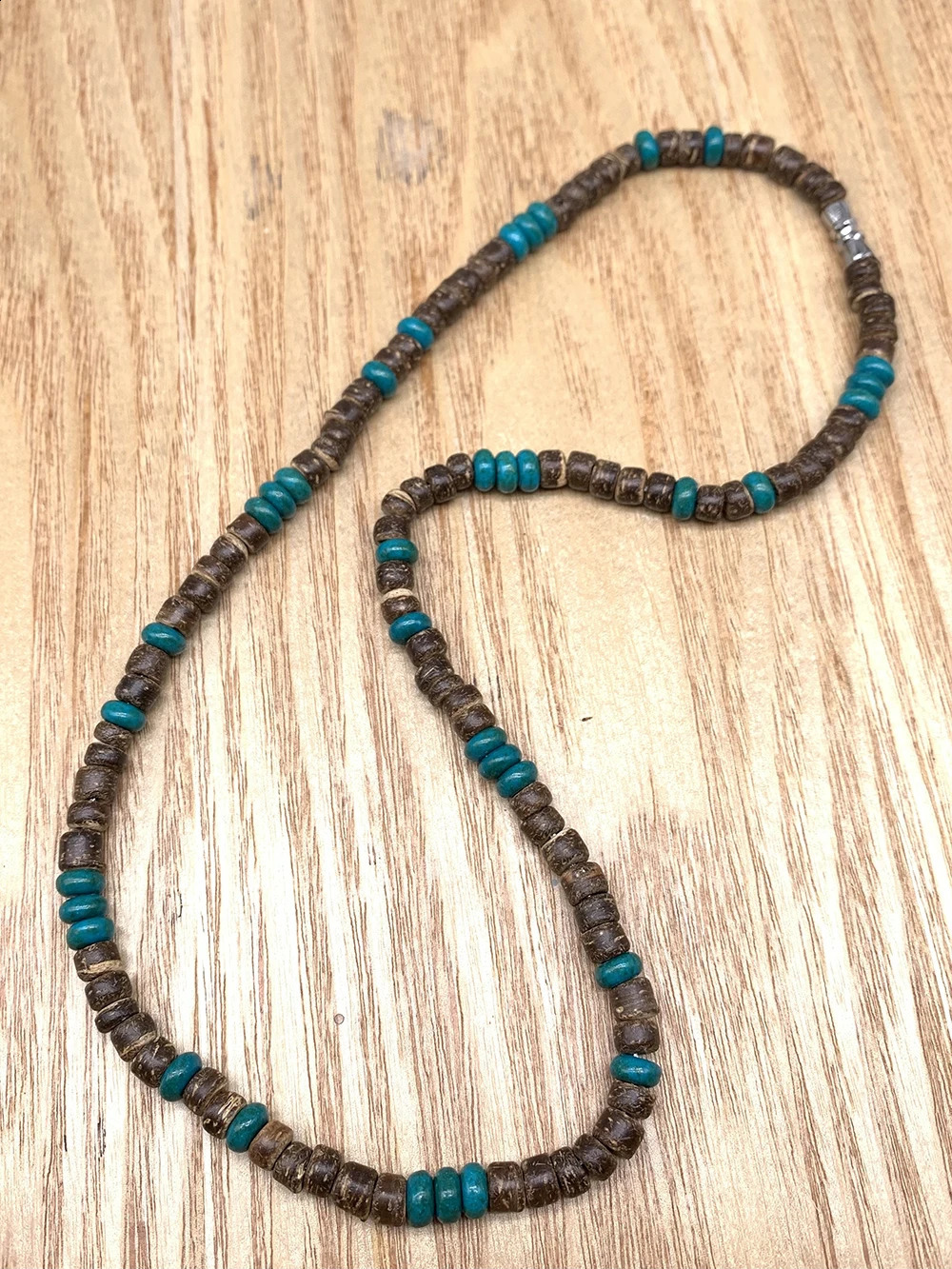 Natural coconut shell turquoise spacer beads surfing necklace fashionable tribal jewelry 241017