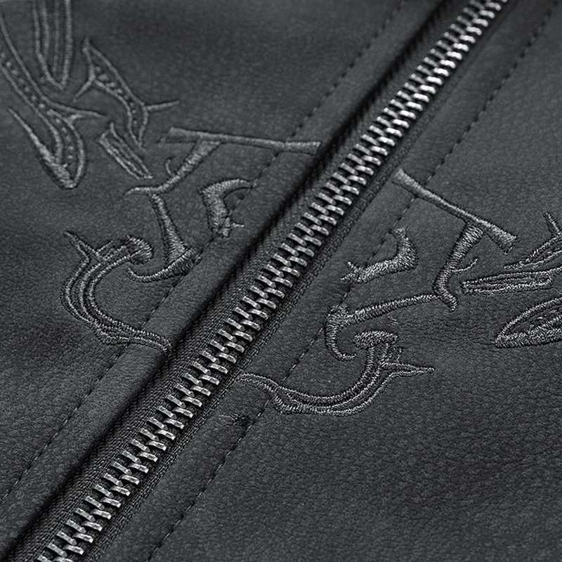 Leather Jacket Men Embroidery Fashion Biker Faux Leather Jackets Pu High Street Outwear Autumn Winter Coats Man Motocycle Jacket X241017