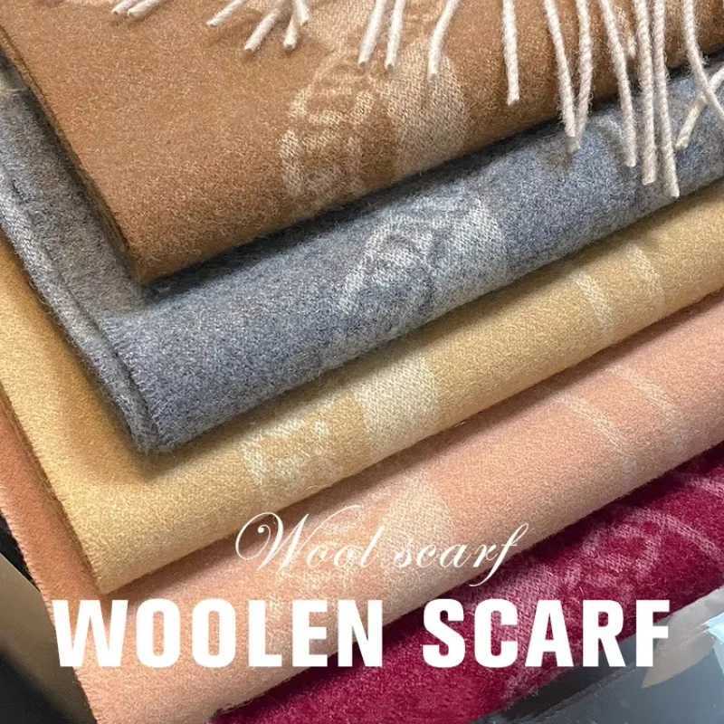 New 100% wool winter scarf suitable for warm and long-lasting cashmere scarves headscarves solid womens shawls Fem Pashmina Bandana scarves X241017