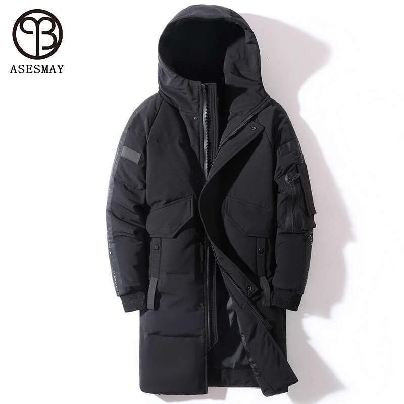 Asesmay White Duck Down Jacket Men Coat Long Warm Parkas Hooded Yellow Outwear Brand Clothing Male Winter Jackets