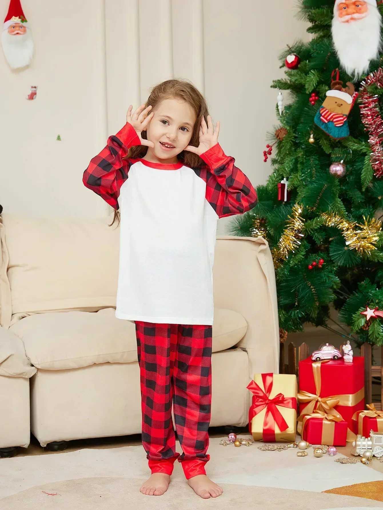 2024 New Plain Christmas Pajama Set for Adults Children Babies and Dogs Matching Clothing DIY Soft Loose Pajamas Home Appearance Pajamas W241015