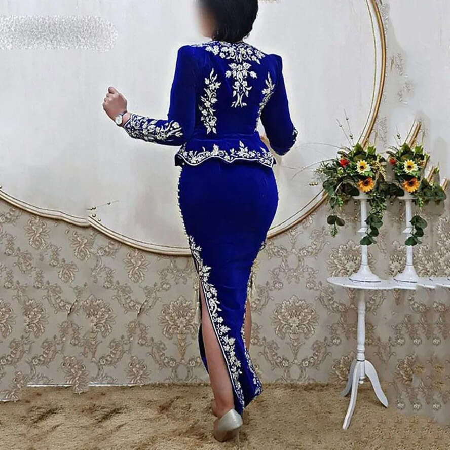 Peices Algerian Karakou Mermaid Dresses Side Split Evening Party Gowns Morocco Caftan Outfit Pro Pro