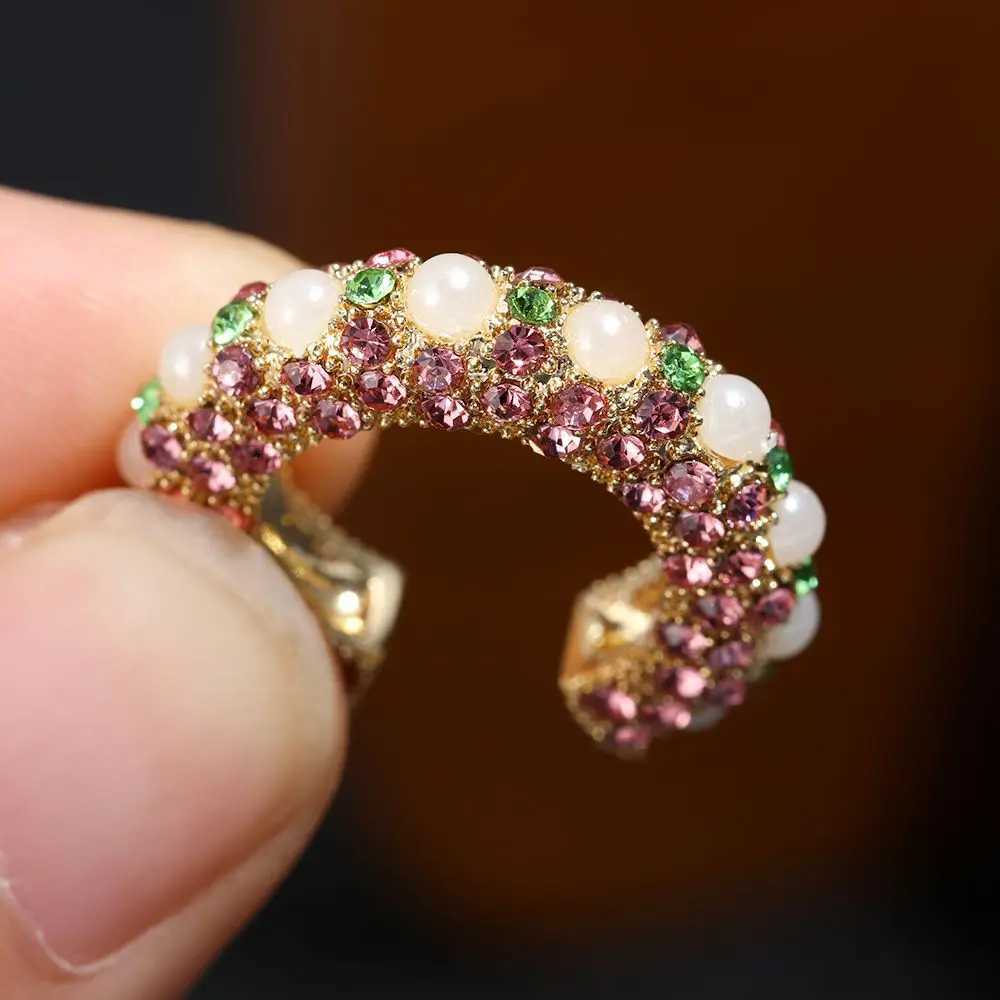 Accessories Non perforated rhinestone pendant jewelry party CZ cuff earrings statement C-shaped cubic zirconia earrings W241017