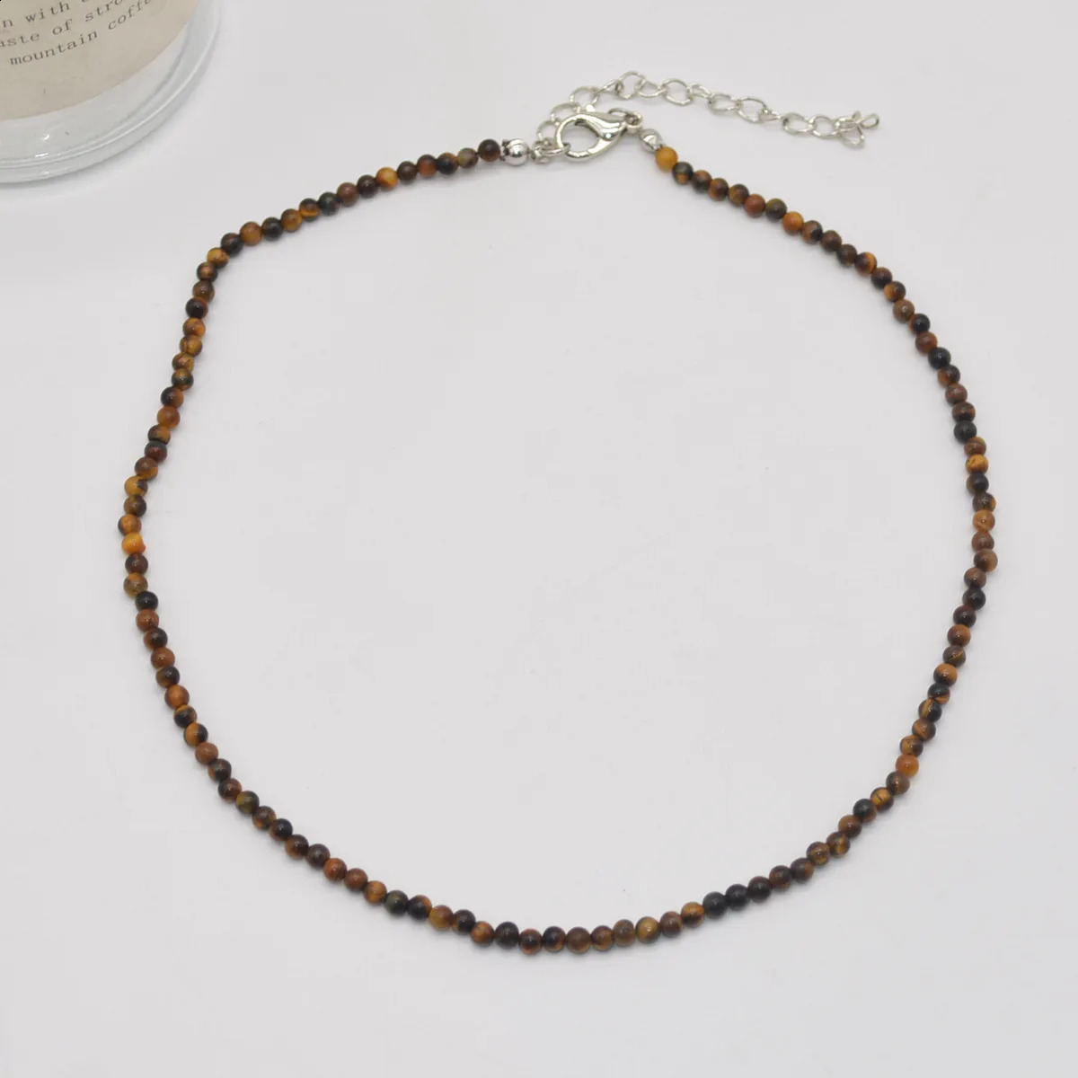 10mm Natural Tiger Eye Stone Bead Necklace Mens Fashion Round Bead Necklace Womens n Accessories 241017