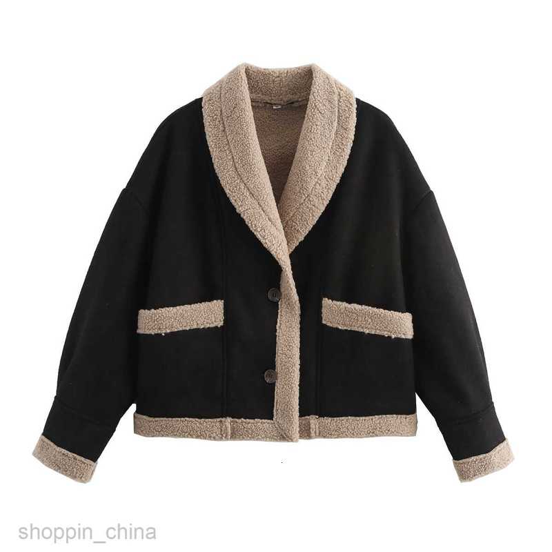 Women Jackets Coats autumn and winter women's woolen coat with loose collar and fur one-piece top for women