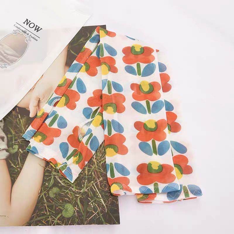 Printed ice silk ice sleeve female sunscreen hand sleeve arm sleeve sleeve set loose versatile wholesale