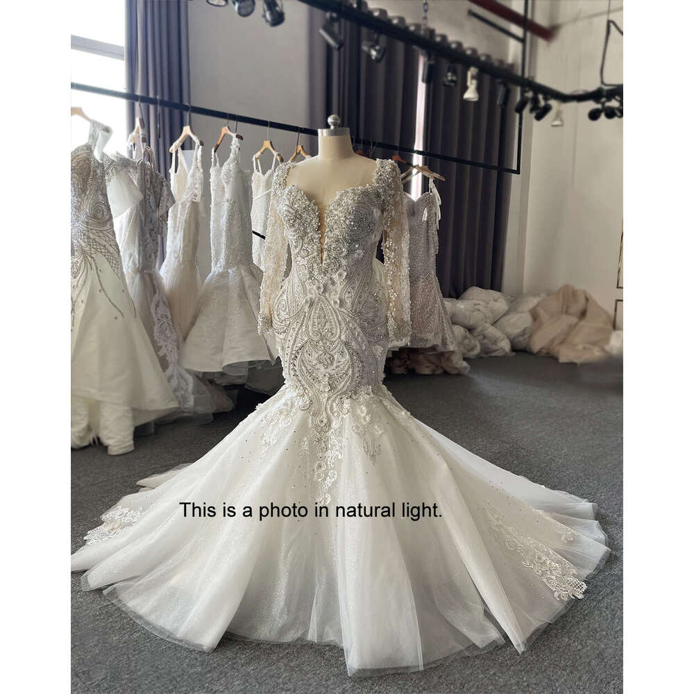 Long Sleeves Lace Mermaid Wedding Gown