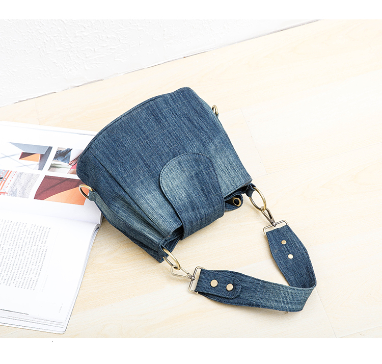 Women's 2023 Trend Shoulder Demin Bucket Small Size Tote Brand Crossbody Bag Carteras Para Mujer
