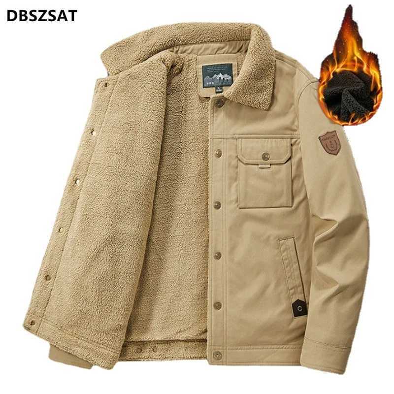Mens Short Winter Park Collar Mens Winter Jacket Sheepskin Lining Mens Cold Jacket Plush Lining Coat X241017