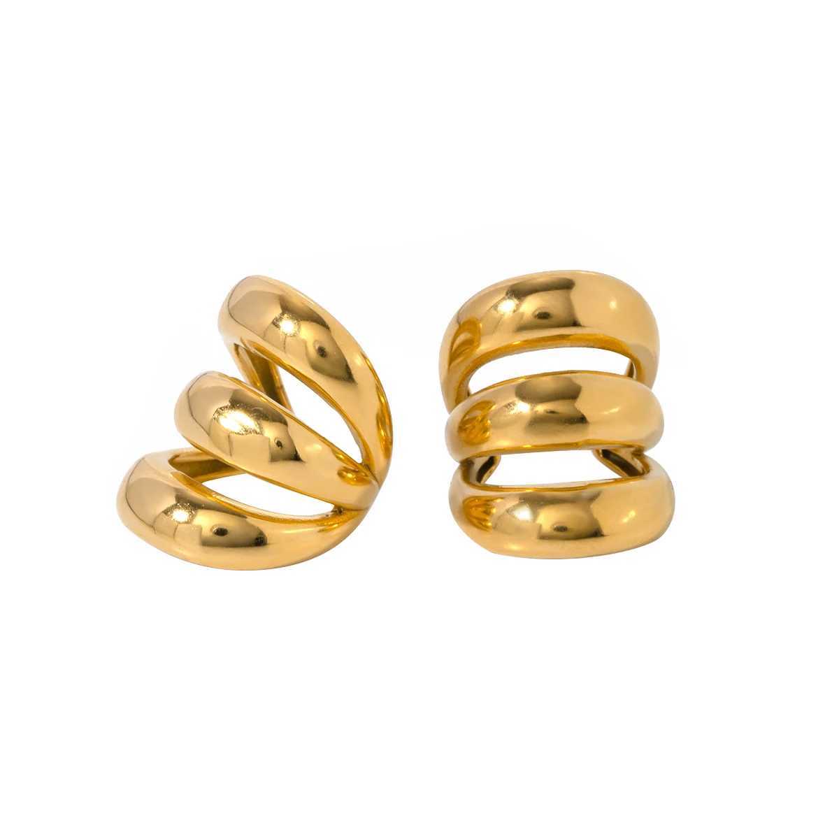 Stainless steel geometric simple three-layer ear clip personalized fashion 18K fashionable womens allergy prevention statement jewelry W241017